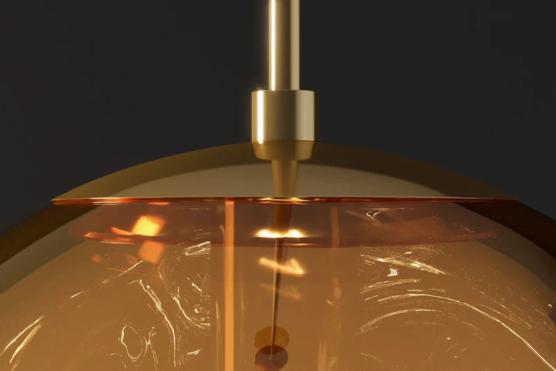 Lampe suspendue ronde LIQUID DIAMOND 35cm boule acier verre doré