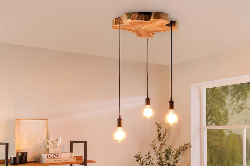 Suspension faite main HYPNOTIC 50cm longane naturel bois massif