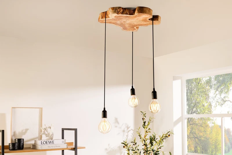 Suspension faite main HYPNOTIC 50cm longane naturel bois massif