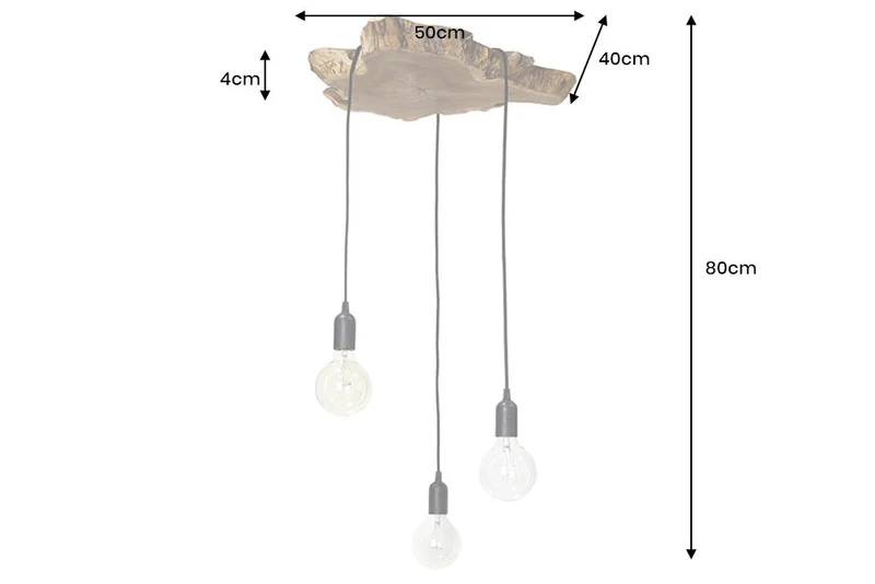 Suspension faite main HYPNOTIC 50cm longane naturel bois massif