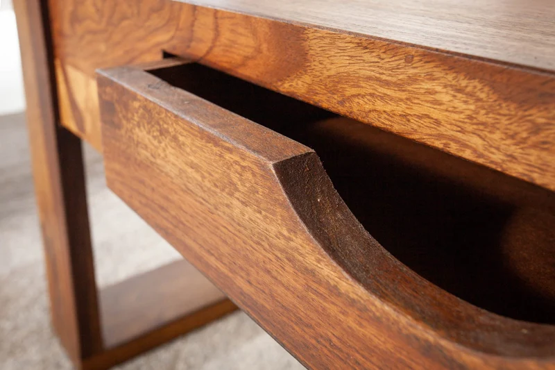 Table basse en bois massif MARKANT 100cm marron finition pierre de Sheesham avec tiroir et espace de rangement