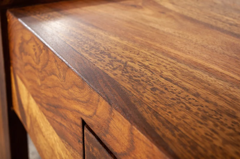Table basse en bois massif MARKANT 100cm marron finition pierre de Sheesham avec tiroir et espace de rangement