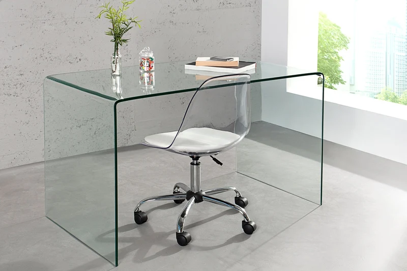 Lot de 2x Bureau en verre extravagant FANTOME 120cm table à manger transparente table tout en verre