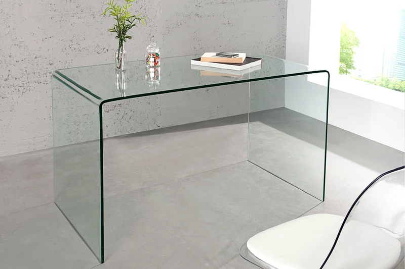 Lot de 2x Bureau en verre extravagant FANTOME 120cm table à manger transparente table tout en verre
