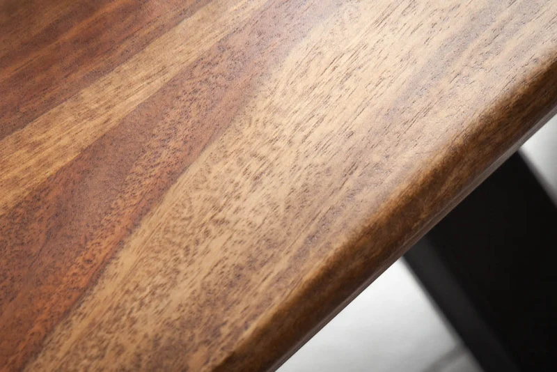 Table à manger en bois massif GALAXIE 200cm marron finition pierre de Sheesham Design industriel