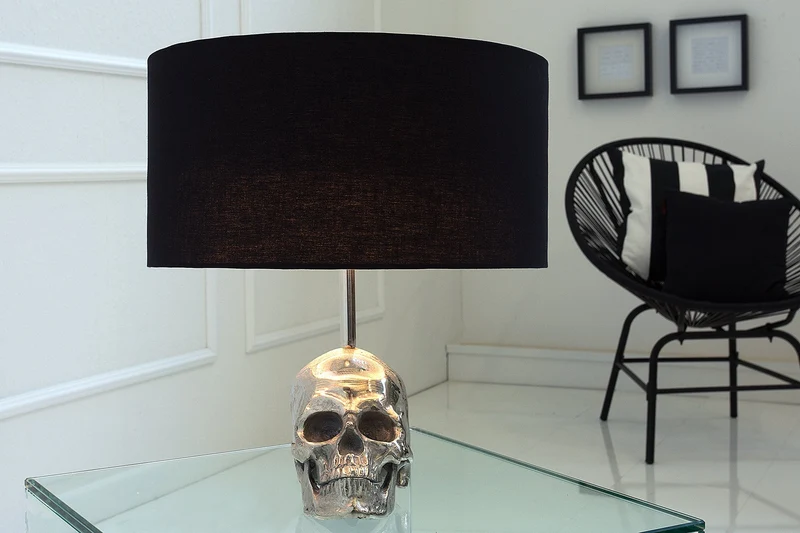 Extravagante lampe de table SKULL 44cm noire crâne lampe de table