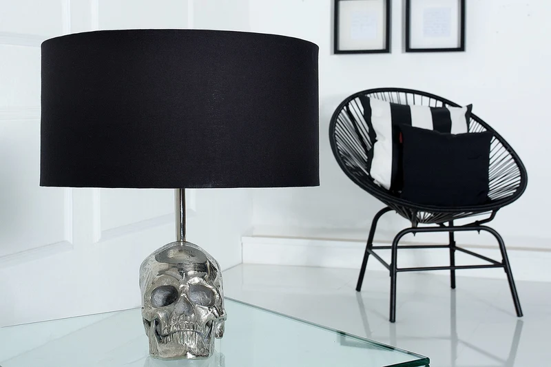 Extravagante lampe de table SKULL 44cm noire crâne lampe de table