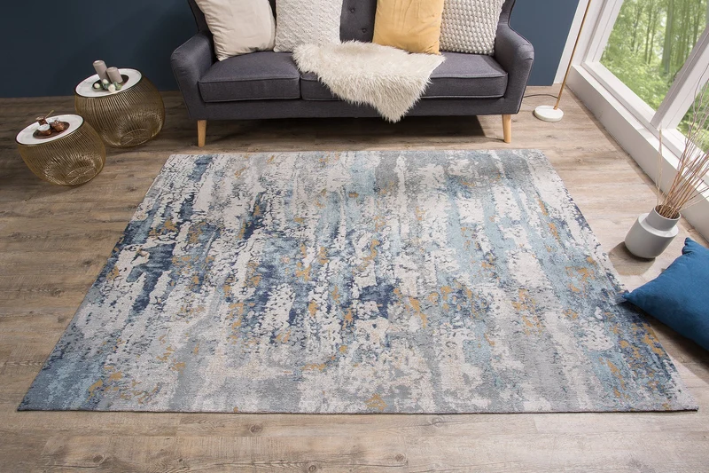 Tapis design ABSTRAIT 240x160cm coton bleu