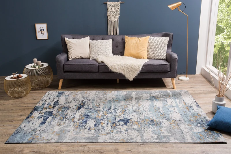 Tapis design ABSTRAIT 240x160cm coton bleu