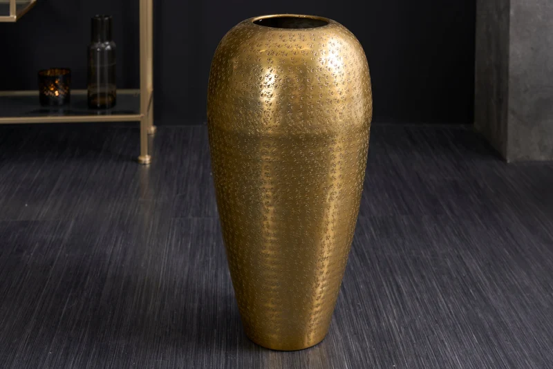 Vase élégant ORIENTAL 50cm doré au design marteau sauvage