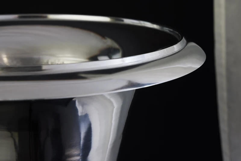 Vase design GOAL 60cm coupelle à plante argentée aluminium