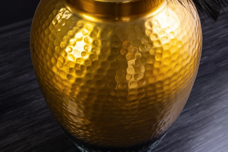 Vase décoratif fait main ORIENT L 60cm or métal avec patine design martelé