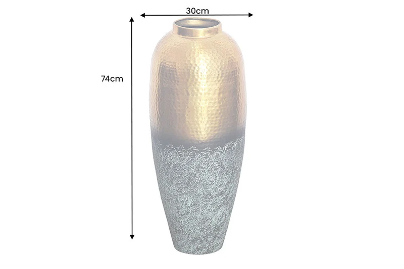 Vase décoratif artisanal ORIENT XL 75cm métal doré avec design patiné martelé