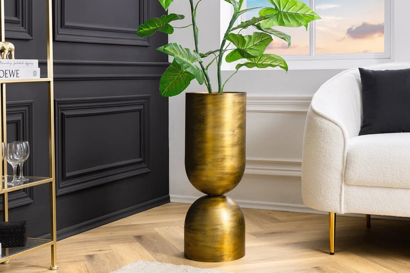 Vase moderne SANDGLASS L 55 cm laiton fer faite main utilisable des deux côtés