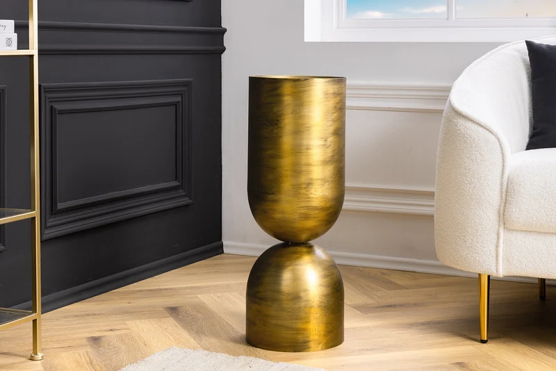 Vase moderne SANDGLASS L 55 cm laiton fer faite main utilisable des deux côtés
