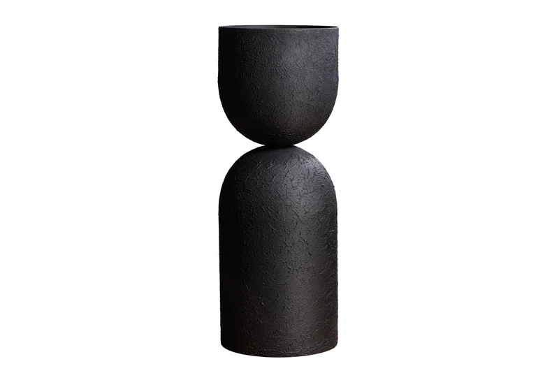 Moderne Vase SANDGLASS XL 70cm noir fer handmade utilisable des deux côtés
