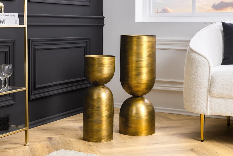Vase moderne SANDGLASS XL 70cm laiton fer fait main utilisable des deux côtés