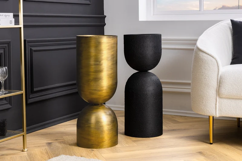 Vase moderne SANDGLASS XL 70cm laiton fer fait main utilisable des deux côtés