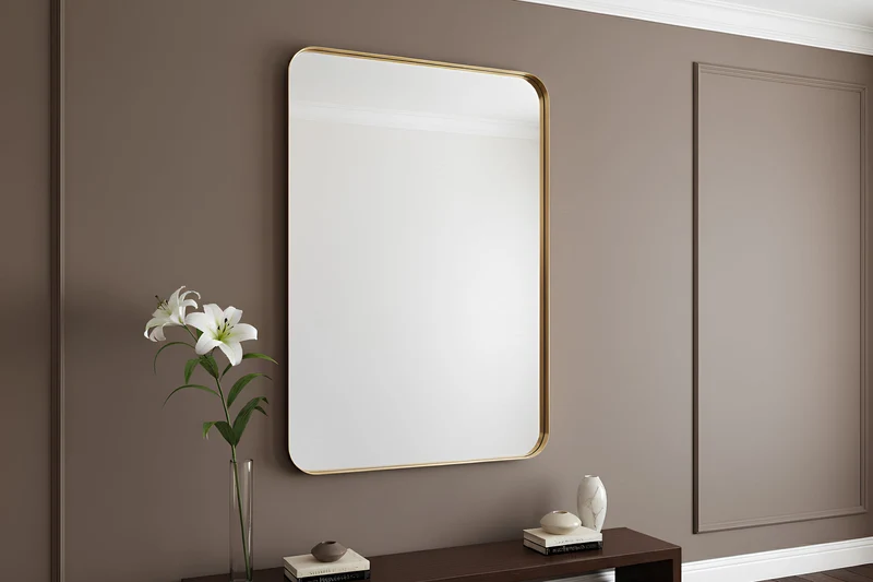Miroir mural moderne AMSTERDAM 100cm doré Aluminium