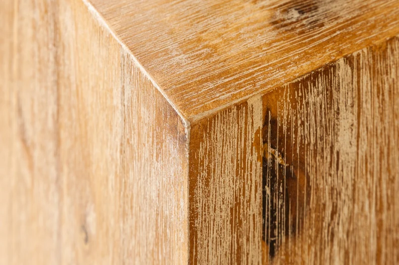 Colonne décorative en bois massif COLUMNA 50cm acacia teck gris cérusé table d’appoint