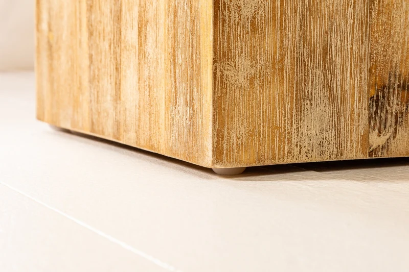 Colonne décorative en bois massif COLUMNA 50cm acacia teck gris cérusé table d’appoint