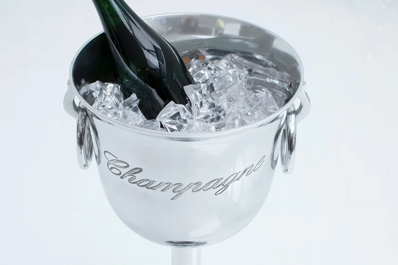 Élégant seau à champagne CHAMPAGNE 75 cm argent poli refroidisseur de bouteille