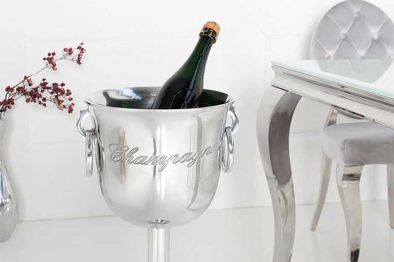 Élégant seau à champagne CHAMPAGNE 75 cm argent poli refroidisseur de bouteille