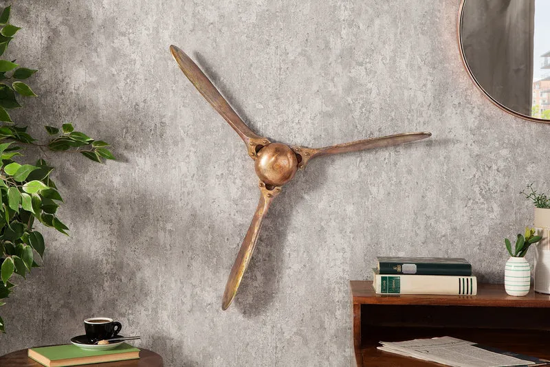 Lot de 2x Décoration murale authentique SCREW III 60cm hélice d’avion en cuivre flammé