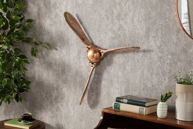 Lot de 2x Décoration murale authentique SCREW III 60cm hélice d’avion en cuivre flammé