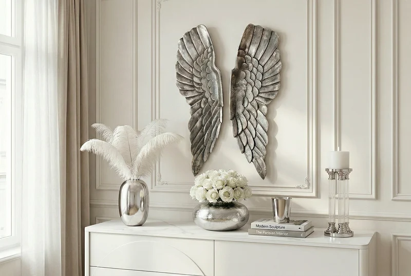 Immense décoration murale FALLEN ANGEL 65cm ailes d’ange au design asymétrique