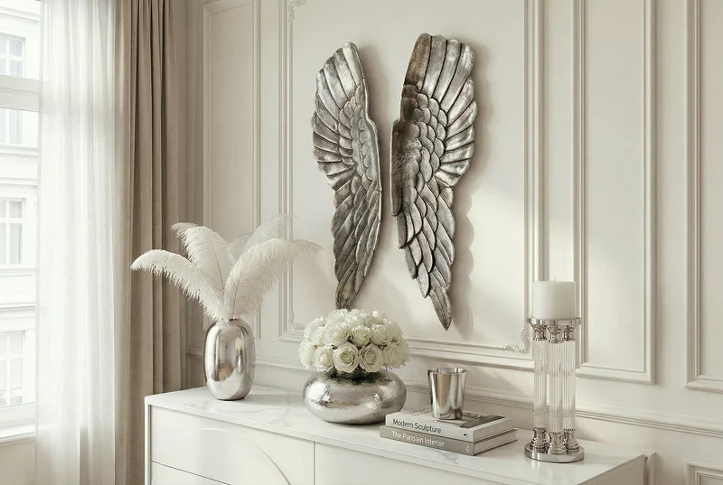 Immense décoration murale FALLEN ANGEL 65cm ailes d’ange au design asymétrique