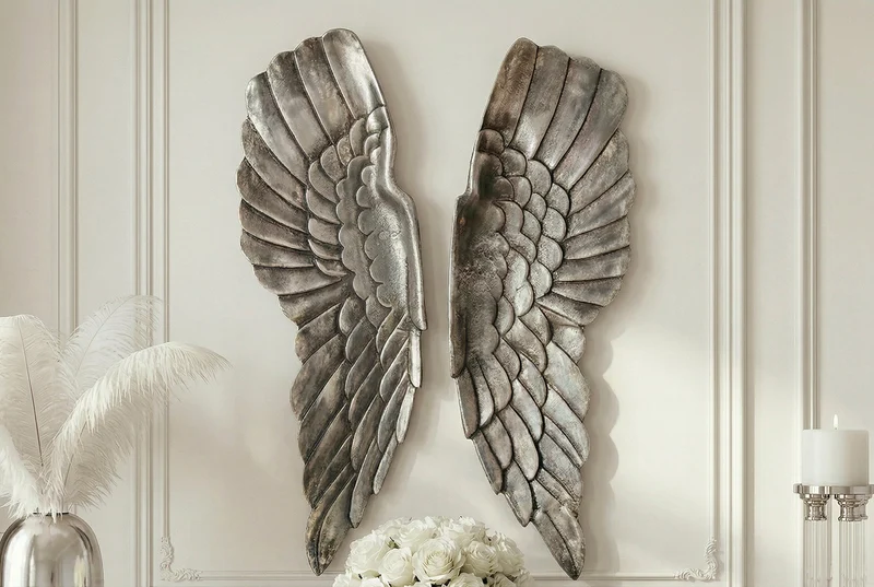 Immense décoration murale FALLEN ANGEL 65cm ailes d’ange au design asymétrique