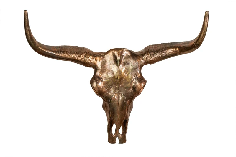 Décoration murale design tête de mort MATADOR 70cm cuivre aluminium flammé