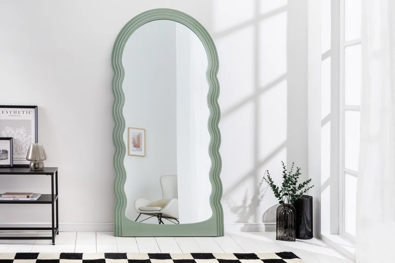 Miroir mural design WAVE 160cm vert sauge