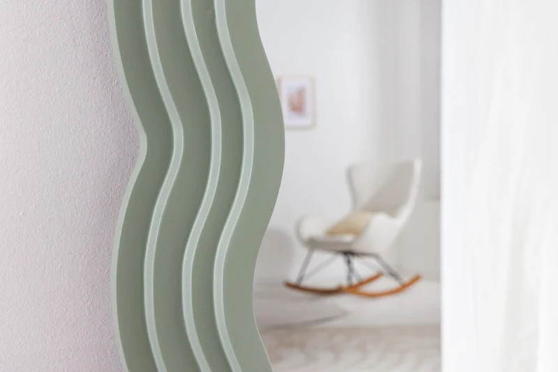 Miroir mural design WAVE 160cm vert sauge