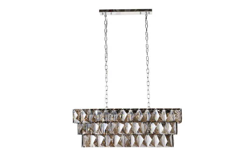 Lampe suspendue de luxe CRYSTAL 90cm lustre design gris noble prismes en verre