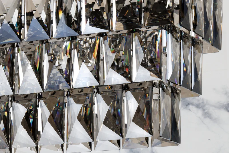 Lampe suspendue de luxe CRYSTAL 90cm lustre design gris noble prismes en verre
