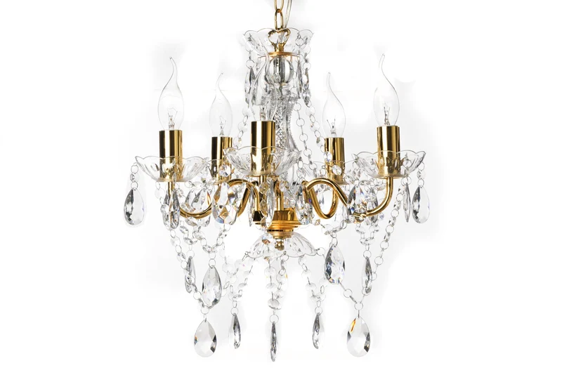 Lustre design DIAMONDS S 40cm acrylique doré 5 bras design baroque