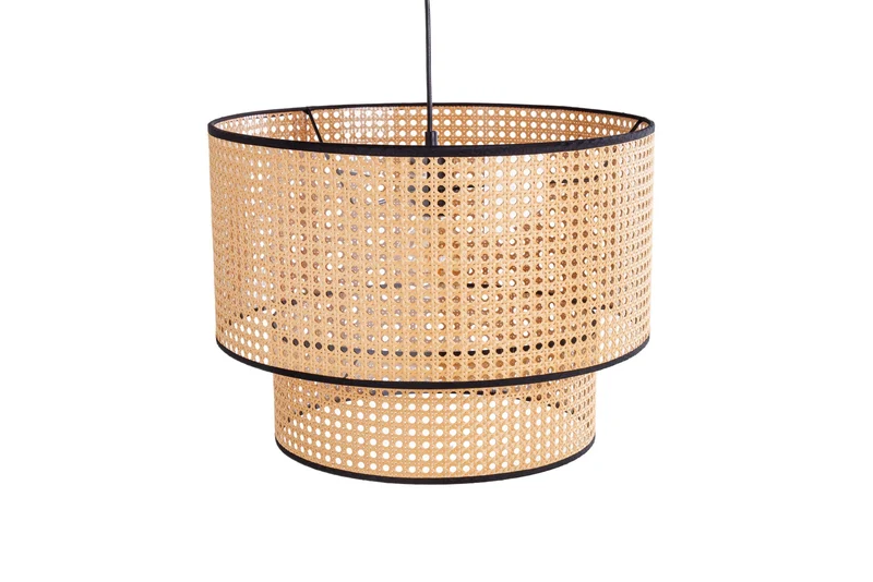 Lampe à suspension Boho VIENNA 45cm lampe tissage viennois noir naturel