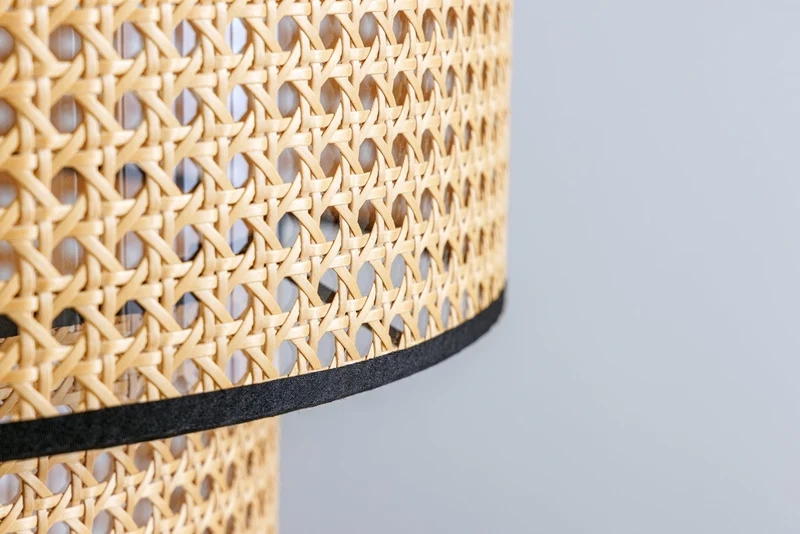 Lampe à suspension Boho VIENNA 45cm lampe tissage viennois noir naturel