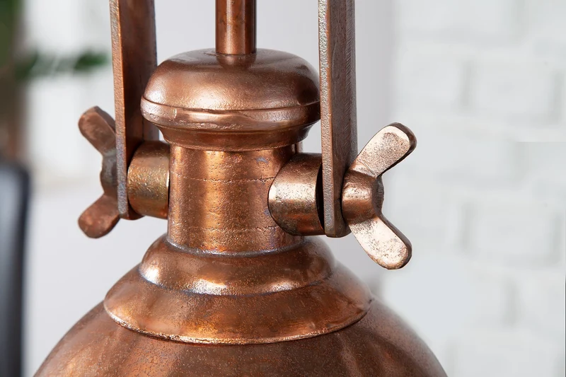 Lampe à suspension design INDUSTRIELLE 45cm cuivre flammé style industriel