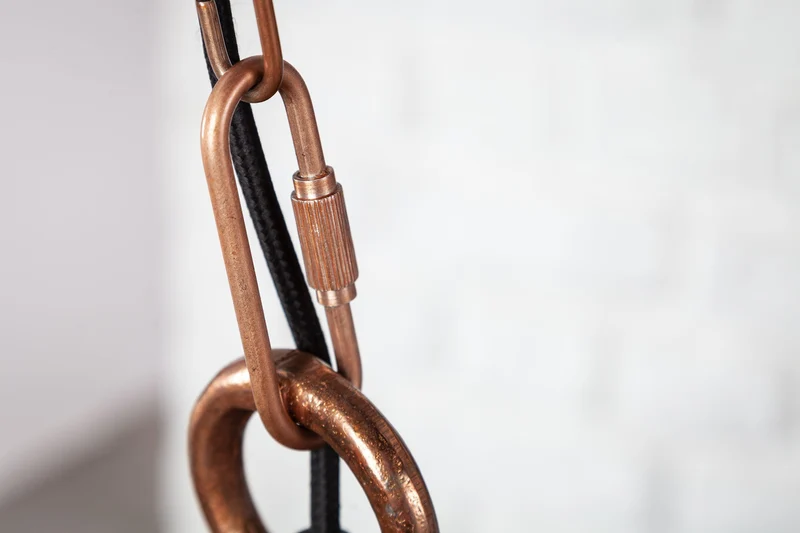 Lampe à suspension design INDUSTRIELLE 45cm cuivre flammé style industriel