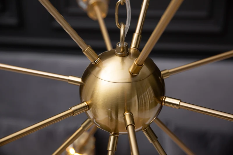 Lampe à suspension élégante SPUTNIK 87cm dorée avec 14 bras lumineux