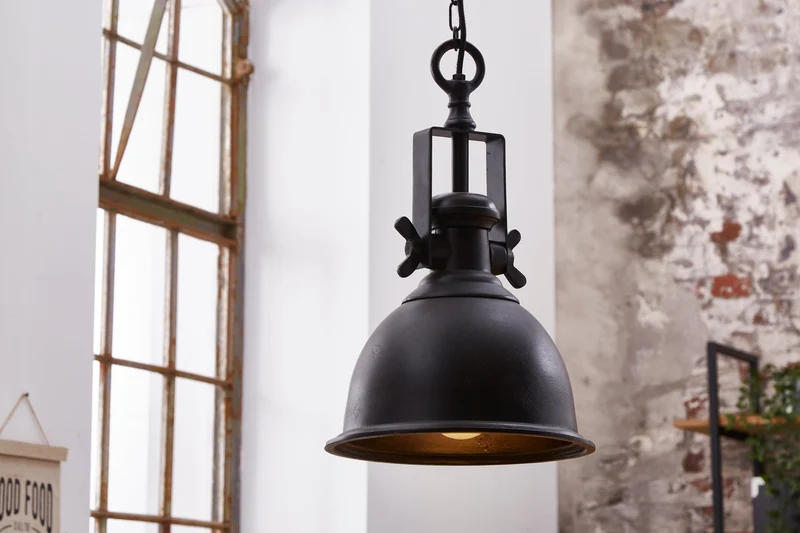 Lampe à suspension design INDUSTRIELLE 45cm bronze noir style industriel