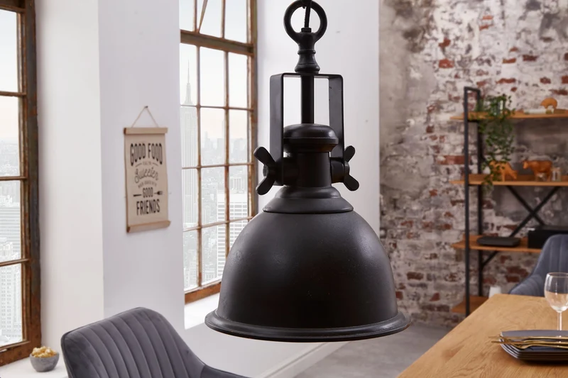 Lampe à suspension design INDUSTRIELLE 45cm bronze noir style industriel