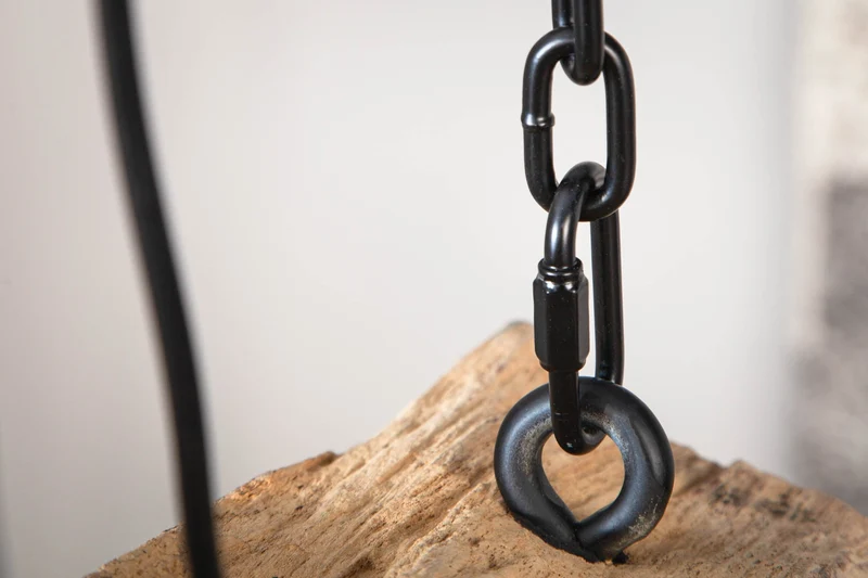 Lampe à suspension industrielle BARRACUDA 70cm en bois massif recyclé à 3 lumières