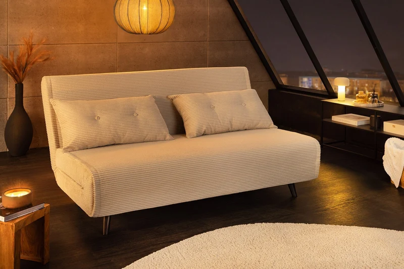 Canapé convertible 2 places SMART MULTIFUNCTION 140cm beige Cord
