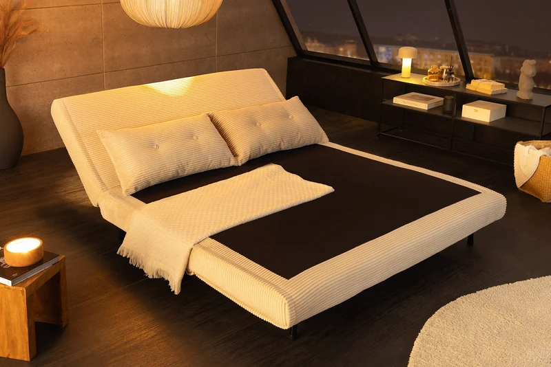 Canapé convertible 2 places SMART MULTIFUNCTION 140cm beige Cord