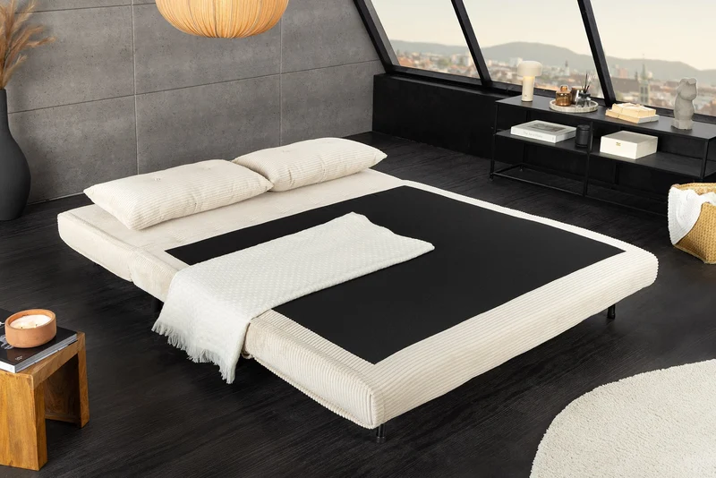 Canapé convertible 2 places SMART MULTIFUNCTION 140cm beige Cord