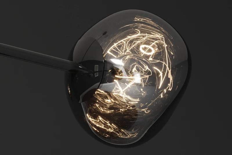 Design suspension LIQUID DIAMOND 100cm smoke noir verre cinq abats-jours luminaire sphérique